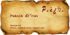 Peknik Áron névjegykártya